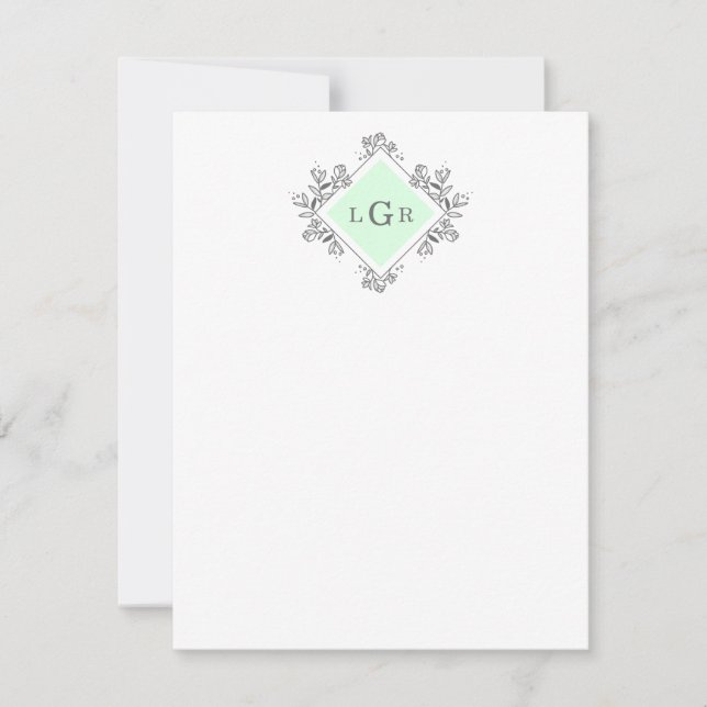 Simple Drawn Floral Green Card (Front)