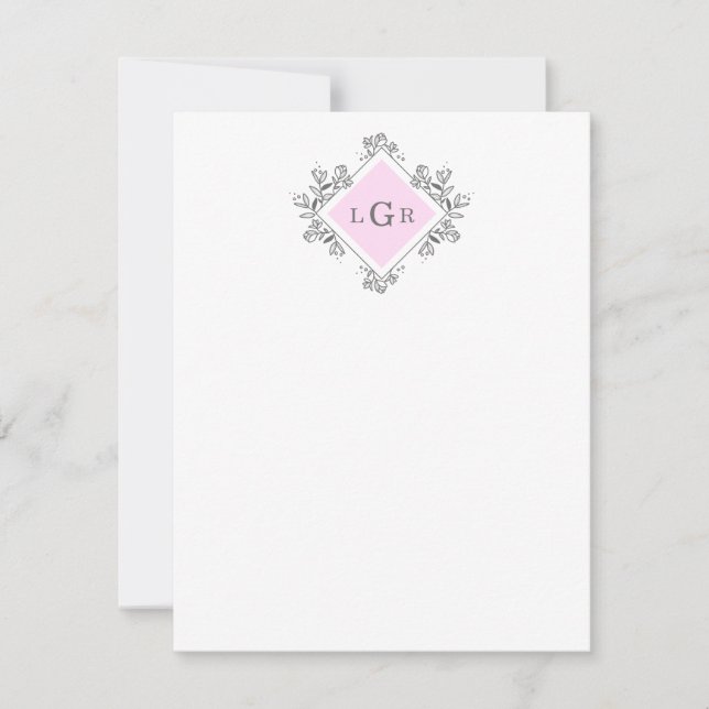 Simple Drawn Floral Pink Card (Front)