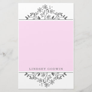 Simple Drawn Floral Pink Stationery