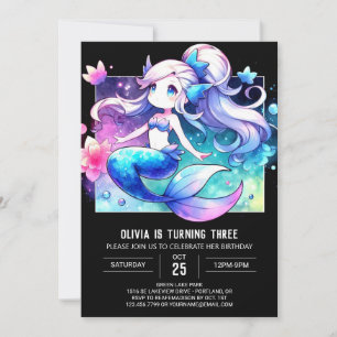 Simple Dreamy Mermaid Birthday Invitation