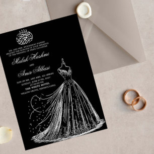 Simple Dress Black Islamic Muslim wedding Invitati Invitation