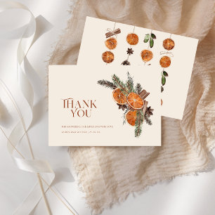 Simple Dried Orange Cinnamon Winter Baby Shower Thank You Card