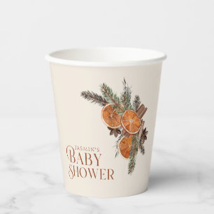 Simple Dried Orange Slices & Cinnamon Baby Shower Paper Cups