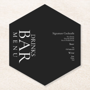 Simple Drinks Cocktail Wine Wedding Black White M Paper Coaster