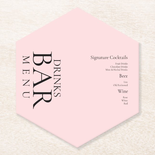 Simple Drinks Cocktail Wine Wedding Pink Paper Coaster (Front)