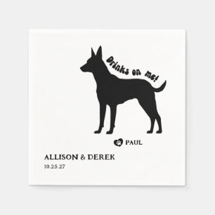 Simple Drinks on Me Dog Silhouette Wedding Napkin