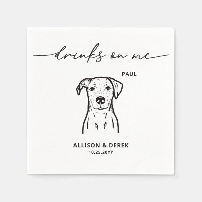 Simple Drinks on Me Dog Wedding Napkin (Front)