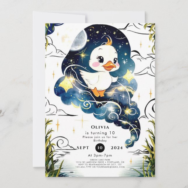 Simple Duck Birthday Invitation (Front)