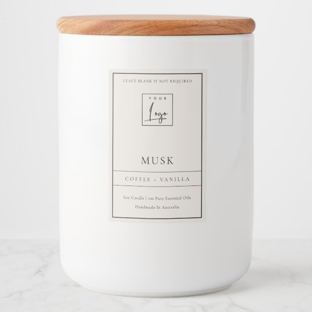 SIMPLE DUSKY EGG IVORY WHITE LOGO BORDER CANDLE FOOD LABEL (Front)