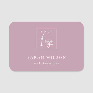Simple Dusky Pink Custom Promotional Business Logo Name Tag