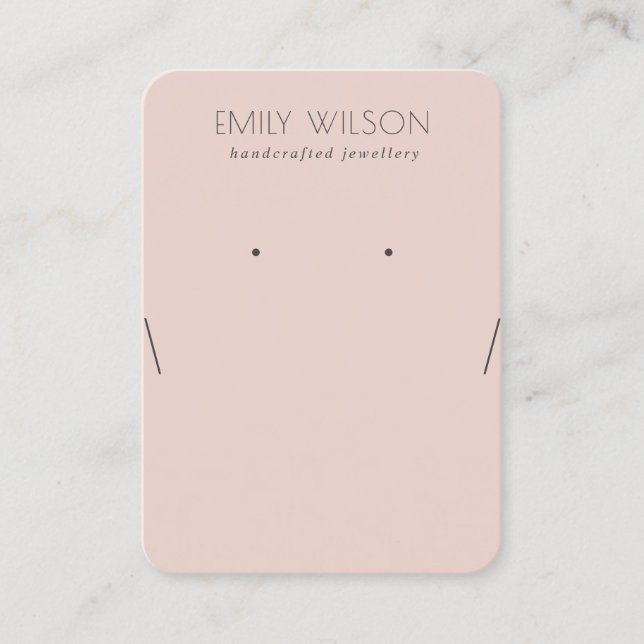 Simple Dusky Rose Pink Necklace Earring Display Business Card (Front)