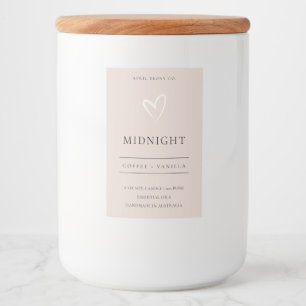 SIMPLE DUSKY SOFT BLUSH PINK HEART MODERN CANDLE FOOD LABEL