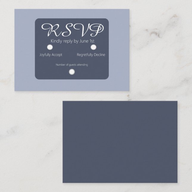 Simple Dusty Blue and Light Blue RSVP Wedding Card (Front/Back)