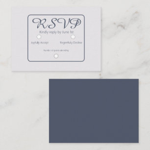 Simple Dusty Blue and Light Grey RSVP Wedding Card