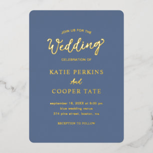 Simple Dusty Blue Bold Fonts Modern Wedding