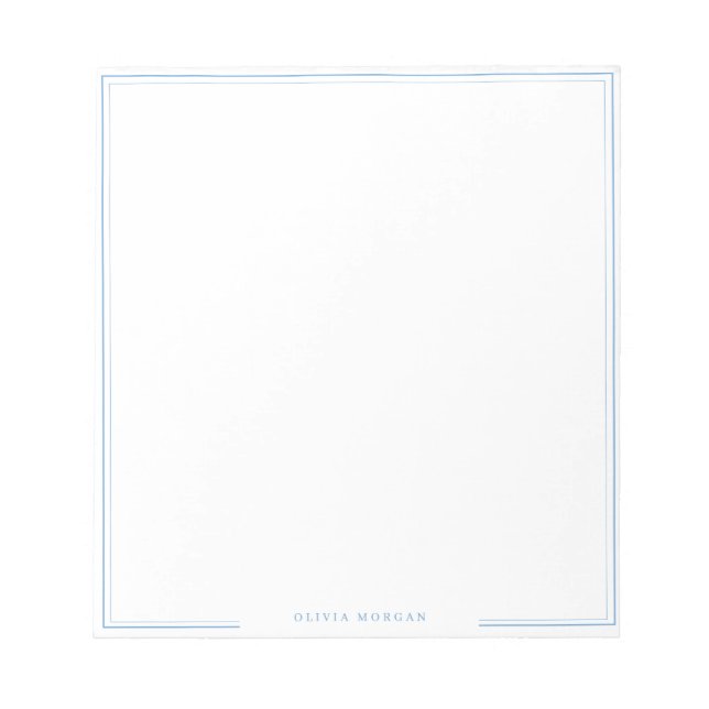 Simple Dusty Blue Border Name Stationery Notepad (Front)