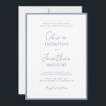 Simple Dusty Blue Border Script Wedding Invitation<br><div class="desc">Simple elegant script with classic typography wedding invitation bordered with plain square background.</div>