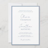 Simple Dusty Blue Border Script Wedding