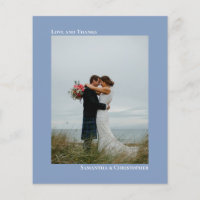 Simple Dusty Blue BUDGET Wedding Photo Thank You
