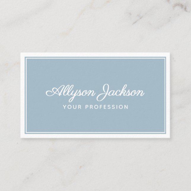 Simple Dusty Blue Business Card (Front)