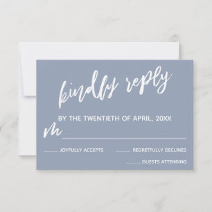 Simple Dusty Blue Casual Handwriting Wedding RSVP Card