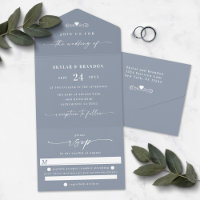 Simple Dusty Blue Elegant Calligraphy Wedding
