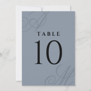Simple Dusty Blue Elegant Monogram Table Numbers