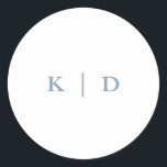 Simple Dusty Blue Elegant Wedding Monogram Classic Round Sticker<br><div class="desc">Simple Dusty Blue Elegant Wedding Monogram Classic Round Sticker. Perfect for a classic wedding,  where traditional elements are paired with modern details to create the perfect combination of timeless elegance. Click the edit button to customise this design.</div>