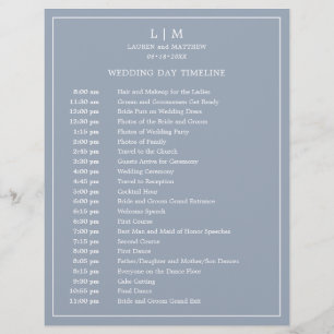 Simple Dusty Blue Elegant Wedding Timeline