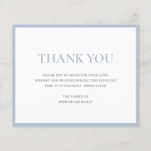 Simple Dusty Blue Funeral Budget Thank You Card