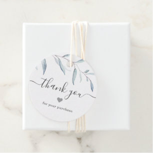 Simple dusty blue greenery logo business thank you favour tags