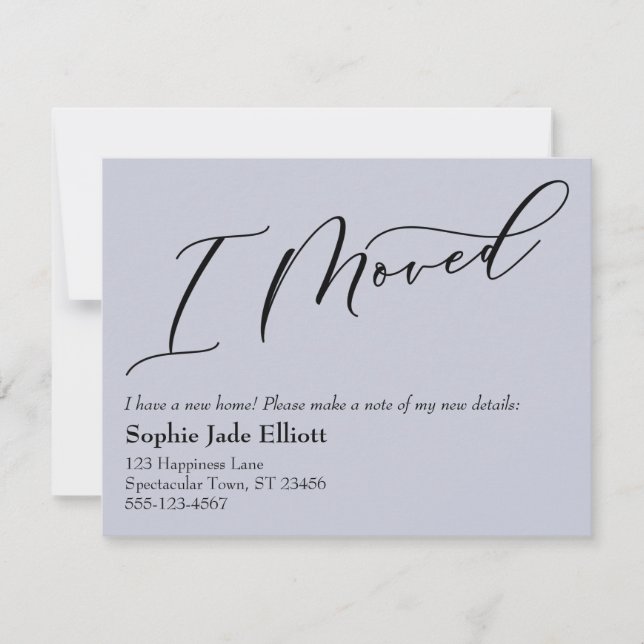 Simple Dusty Blue I Moved New Address Card (Front)