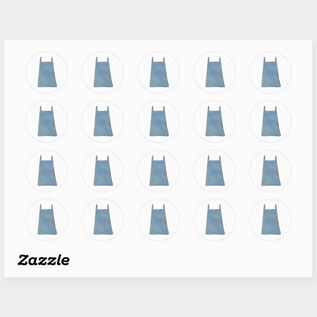 Simple Dusty Blue Kitchen Apron Classic Round Sticker (Sheet)