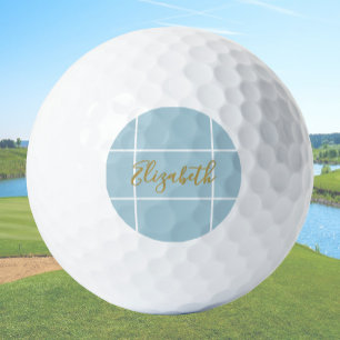 Simple dusty blue minimalist custom name ladies  golf balls