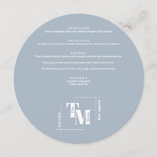 Simple Dusty Blue Modern Chic Wedding Thank You Menu