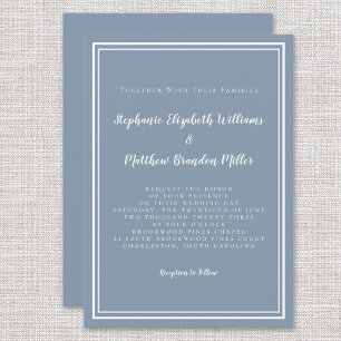 Simple Dusty Blue Modern Minimalist Chic Wedding Invitation