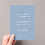 Simple Dusty Blue Modern Wedding Acrylic Invitations<br><div class="desc">Modern wedding invitations featuring a clean and simple design with bold fonts.</div>
