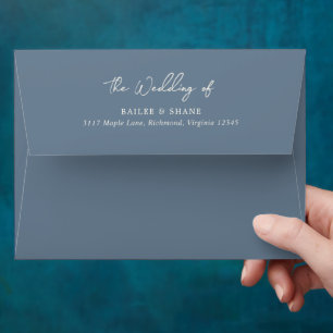 Simple Dusty Blue Modern Wedding Envelope