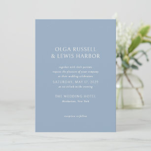 Simple Dusty Blue Modern Wedding Invitation