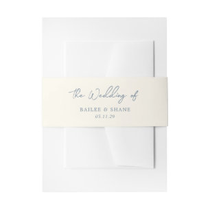 Simple Dusty Blue Modern Wedding Invitation Belly Band
