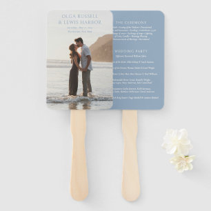 Simple Dusty Blue Modern Wedding Program Hand Fan