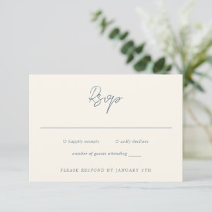Simple Dusty Blue Modern Wedding RSVP Card