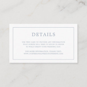 Simple Dusty Blue Monogram Elegant Wedding Enclosure Card
