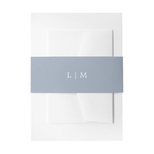 Simple Dusty Blue Monogram Elegant Wedding Invitation Belly Band