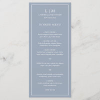 Simple Dusty Blue Monogram Elegant Wedding