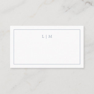 Simple Dusty Blue Monogram Elegant Wedding Place Card