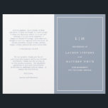 Simple Dusty Blue Monogram Elegant Wedding Program<br><div class="desc">Simple folded Wedding Program featuring a modern yet elegant design with your two initial monogram along with your details surrounded by a thin border on the front cover. The inside has your wedding party on the left side and your order of ceremony on the right side. All design elements are...</div>