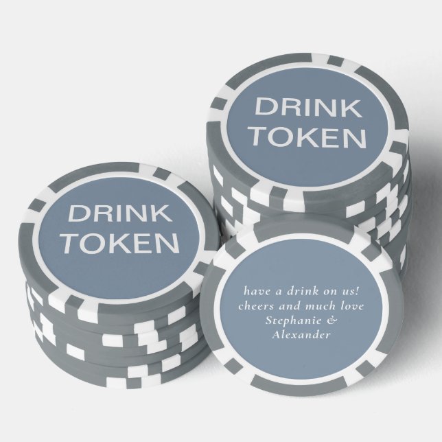 Simple Dusty Blue Newlywed Wedding Drink Token (Stack)