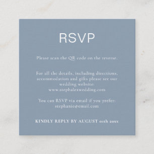 Simple Dusty Blue QR Code RSVP Enclosure Card
