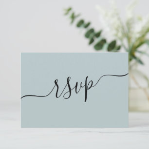 Simple Dusty Blue QR Code Wedding RSVP Card